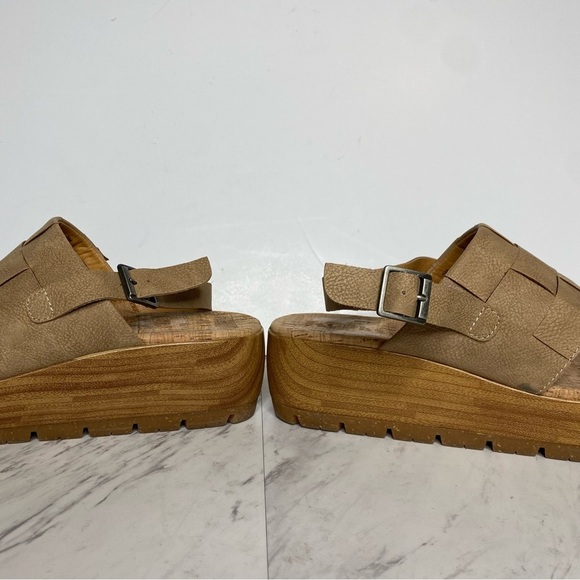 New! Korks Kork Ease Fraya Tan Faux Leather Platform Wedge Sandal 9M - Picture 8 of 15